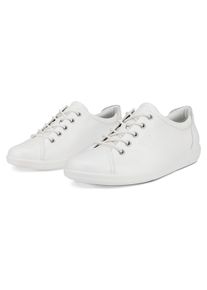 Sneaker Ecco "Soft 2.0", Damen, Gr. 35, silber (wei&szlig;, silberfarben), Leder, Schuhe Sneaker, Freizeitschuh, Halbschuh, Schn&uuml;rschuh mit Retro-Shilouette
