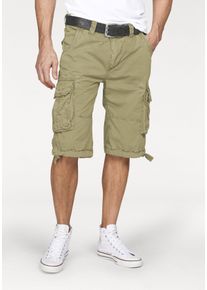 Cargobermudas Alpha Industries "Jet Short", Herren, Gr. 32, N-Gr, gr&uuml;n (helloliv), Web, Obermaterial: 100% Baumwolle, unifarben, normal knieumspielend, Hosen Cargobermudas