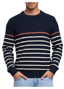 Strickpullover INDICODE "INMars", Herren, Gr. S, sky captain, Strick, Obermaterial: 100% Baumwolle, gestreift, regular fit normal, Rundhals, B&uuml;ndchen, Pullover Strickpullover
