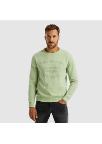 PME-Legend Sweatshirt PME LEGEND "Crewneck gd terry", Herren, Gr. M, gr&uuml;n (quiet gr&uuml;n), Sweatware, Obermaterial: 100% Baumwolle, unifarben, regular fit taillenbedeckt, Rundhals, Rippb&uuml;ndchen, Sweatshirts Sweatshirt, mit Schriftzug