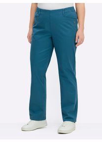 Schlupfhose sheego, Damen, Gr. 46, Normalgr&ouml;&szlig;en, topas, 98% Baumwolle, 2% Elasthan, unifarben, Hosen Schlupfhose