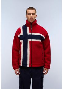 Fleecepullover Napapijri "T-FIEMME", Herren, Gr. L, rot flagge, Obermaterial: 100% Polyester, normal, Rundhals, B&uuml;ndchen, Sweatshirts Fleecepullover