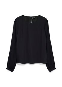 V&eacute;ro Moda Blusenshirt VERO MODA "VMSIGNE LS PLISSE TOP WVN", Damen, Gr. L, schwarz, Jersey, Obermaterial: 100% Polyester, unifarben, regular fit normal, Rundhals, Shirts Blusenshirt, mit Schlingenverschluss