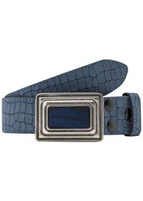 Lederg&uuml;rtel RETTUNGSRING G&Uuml;RTEL, Damen, Gr. 80, blau, Leder, gepr&auml;gtes Muster, G&uuml;rtel Lederg&uuml;rtel, mit austauschbarer Schlie&szlig;e &raquo;Silberrahmen Mit Holz Blau&laquo;