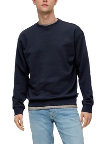 Sweatshirt QS, Herren, Gr. S, blau, Obermaterial: 60% Baumwolle, 40% Polyester, unifarben, regular fit normal, Rundhals, Rippb&uuml;ndchen, Sweatshirts Sweatshirt, mit Logo Stickerei
