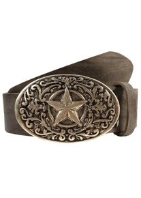 Lederg&uuml;rtel RETTUNGSRING G&Uuml;RTEL, Damen, Gr. 85, grau, Leder, unifarben, G&uuml;rtel Lederg&uuml;rtel, mit austauschbarer Schlie&szlig;e &raquo;Stern Schn&ouml;rkel