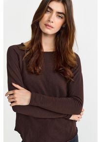 Longsleeve RICHROYAL, Damen, Gr. S, schwarz chocolate, Single Jersey, Obermaterial: 100% Baumwolle, Rundhals, Shirts Longsleeve, offene Kanten am Ausschnitt und Saum, normale Passform