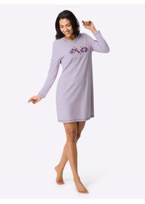 Nachthemd "Nachthemd", Damen, Gr. 44/46, Normalgr&ouml;&szlig;en, lila (flieder), 100% Baumwolle, unifarben, Kleider Nachthemd