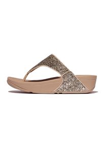 Zehentrenner fitflop "LULU MULTI-TONAL GLITTER TOE", Damen, Gr. 36, braun (hellbraun), Synthetik, Glitzer, Schuhe Zehentrenner, Badeschuh, Slides, Sandale mit Glitter