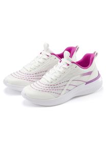 Sneaker Lascana "Halbschuh, Schn&uuml;rschuh, Freizeitschuh, Turnschuhe", Damen, Gr. 36, lila (wei&szlig;, lila), Obermaterial: 100% Textilmaterial. Decksohle: 100% Textilmaterial. Futter: 100% Textilmaterial. Laufsohle: 100% Synthetik, kontrastfarbene Details, mehrfarbig, unifarben mit Farbeinsatz, Basic, Schuhe Sneaker, aus Textil mit Farbakzenten