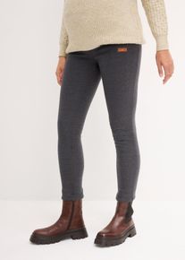 Umstandsleggings bonprix, Damen, Gr. 44/46 (L), N-Gr, grau (anthrazit meliert, wollwei&szlig;), Obermaterial: 85% Polyester, 15% Baumwolle. Einsatz: 95% Baumwolle, 5% Elasthan, meliert, skinny fit, Hosen Umstandsleggings, mit hellem Teddyfleece gef&uuml;ttert, Skinny Fit, mit breitem Jerseybund