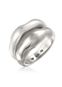 Silberring Elli Premium "Ring Bandring Bicolor Organic Look 925 Sterling Silber vergoldet" Gr. 54, silber, Fingerringe, Damen, 54, Silber 925 (Sterlingsilber), Silberring