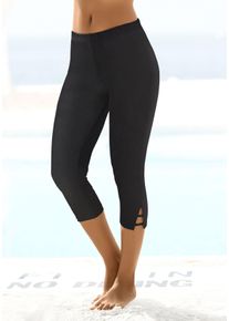 Caprileggings Lascana, Damen, Gr. 44/46, N-Gr, schwarz, Jersey, Obermaterial: 92% Baumwolle, 8% Elasthan, k&ouml;rpernah 3/4-L&auml;nge, Hosen Caprileggings, mit Cut-outs am Saum, 3/4-L&auml;nge, Basic, elastisch, Topseller