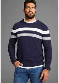 MAN'S WORLD Rundhalspullover MAN'S WORLD "Bis Gr&ouml;&szlig;e 5 XL", Herren, Gr. S (44/46), blau (marine), Feinstrick, Obermaterial: 100% Baumwolle, meliert, normal, Rundhals, Rippstrickb&uuml;ndchen, Pullover Rundhalspullover, in melierte Optik