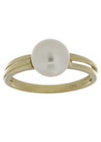 Goldring Firetti "Schmuck Geschenk Gold 333 Teilweise mehrreihig, massiv" Gr. 18, gold (gelbgoldfarben, wei&szlig;), Fingerringe, Damen, 18, Gelbgold 333 Perlen, Gelbgold 333, Perlen, Goldring, mit S&uuml;&szlig;wasserzuchtperle