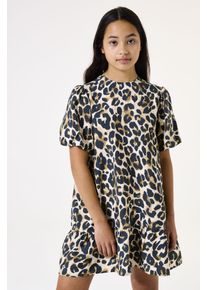 Sommerkleid Garcia, M&auml;dchen, Gr. 176, N-Gr, almond, Web, Obermaterial: 88% Viskose, 12% Polyamid, bedruckt, regular fit kniefrei, Rundhals, gewellter Abschluss, Kleider Sommerkleid, mit Leo-Print