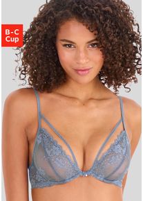 B&uuml;gel-BH Vivance "Julia", Damen, Gr. 70, Cup D, blau (jeansblau), Spitze, Obermaterial: 88% Polyamid, 12% Elasthan, BHs B&uuml;gel-BH, mit feinem Zierband am Dekollet&eacute;, aus Jacquardspitze, sexy Dessous