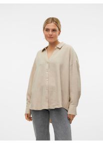 V&eacute;ro Moda Langarmbluse VERO MODA "VMMELANEY QUEENY LS SHIRT WVN NOOS", Damen, Gr. M, gr&uuml;n (overcast detail:melange), Web, Obermaterial: 100% Polyester, meliert, loose fit Po-bedeckend, V-Ausschnitt, Blusen Langarmbluse, Kunstfaser, loose fit