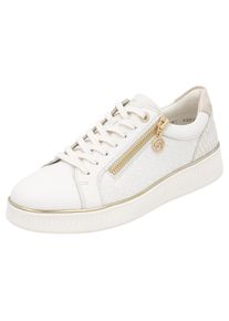 Plateausneaker Remonte, Damen, Gr. 40, wei&szlig; (sanftes wei&szlig;, goldfarben), Leder, Lederimitat, Schuhe Plateausneaker, Freizeitschuh, Halbschuh, Schn&uuml;rerschuh, seitlicher Rei&szlig;verschluss, Topseller