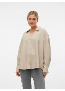 V&eacute;ro Moda Langarmbluse VERO MODA "VMMELANEY QUEENY LS SHIRT WVN NOOS", Damen, Gr. XL, gr&uuml;n (overcast detail:melange), Web, Obermaterial: 100% Polyester, meliert, loose fit Po-bedeckend, V-Ausschnitt, Blusen Langarmbluse, Kunstfaser, loose fit