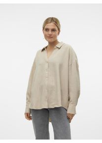 V&eacute;ro Moda Langarmbluse VERO MODA "VMMELANEY QUEENY LS SHIRT WVN NOOS", Damen, Gr. XS, gr&uuml;n (overcast detail:melange), Web, Obermaterial: 100% Polyester, meliert, loose fit Po-bedeckend, V-Ausschnitt, Blusen Langarmbluse, Kunstfaser, loose fit