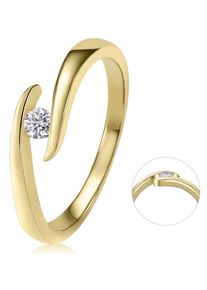 Diamantring ONE ELEMENT "0,10 ct Diamant Brillant Spannfassung Ring aus 585 Gelbgold" Gr. 60, gold, Fingerringe, Damen, 60,mit Brillant, Gelbgold 585, Diamantring
