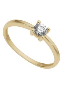 Goldring Firetti "Schmuck Geschenk Gold 333 Vorsteckring, Verlobungsring" Gr. 16, gold (gelbgoldfarben, kristallwei&szlig;), Fingerringe, Damen, 16, Gelbgold 333, 2mm, Goldring, mit Zirkonia (synth.)