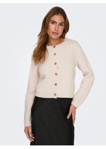 Jacqueline de Yong Strickjacke JDY "JDYKIM L/S ON BUTTON CARDIGAN KNT NOOS", Damen, Gr. XL, egret, Strick, Obermaterial: 100% Polyacryl, unifarben, kurz, Rundhals, gerader Abschluss, Strickjacken Strickjacke