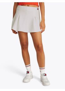 Minirock Tommy Jeans "TJW PIQUE BADGE F&F SKIRT EXT", Damen, Gr. S (36), beige (ecru), Piqu&eacute;, Obermaterial: 52% Baumwolle, 43% Polyester, 5% Elasthan, unifarben, ausgestellt mini, R&ouml;cke Minirock, mit Logo-Badge, Pique-Qualit&auml;t, Fit & Flare