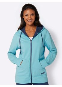 Langjacke feel good, Damen, Gr. 48/50, bunt (mint, jeansblau), 60% Baumwolle, 40% Polyester, unifarben, Jacken Langjacke