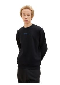 Sweatshirt Tom Tailor Denim, Herren, Gr. S, schwarz, Sweatware, Obermaterial: 60% Baumwolle, 40% Polyester, Rundhals, Sweatshirts Sweatshirt, mit Logofrontprint