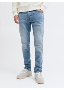 Jack & Jones Slim-fit-Jeans JACK & JONES "JJIGLENN JJCOOPER ST 335 BF", Herren, Gr. 30, L&auml;nge 34, light blau denim, Denim/Jeans, Obermaterial: 99% Baumwolle, 1% Elasthan, Abriebeffekte, slim fit kn&ouml;chellang, Jeans Slim-fit-Jeans