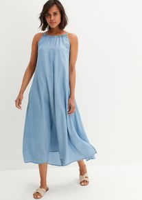 Jeanskleid bonprix "Jeanskleid aus flie&szlig;endem Lyocell", Damen, Gr. 48, N-Gr, blau (hellblau denim), Denim/Jeans, Obermaterial: 100% Lyocell (TENCEL&trade;), unifarben, A-Linie ca. Mitte Wade, Kleider Jeanskleid, f&uuml;r l&auml;ssigen Look, aus Lyocell (TENCEL&trade;), in A-Linie