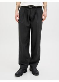 Jack & Jones Chinohose JACK & JONES "JPRCCKARL JJCAMERON PLEATED CHINO NOOS", Herren, Gr. 32, L&auml;nge 32, schwarz, Web, Obermaterial: 76% Polyester, 17% Viskose, 7% Elasthan, unifarben, loose fit kn&ouml;chellang, Hosen Chinohose