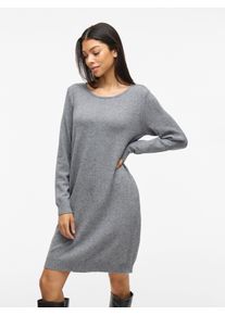 Strickkleid Vila "VIRIL L/S KNIT DRESS - NOOS", Damen, Gr. XS, N-Gr, grau (medium grau melange), Feinstrick, Obermaterial: 50% Viskose, 27% Nylon, 23% Polyester, meliert, regular fit kniefrei, Rundhals, Rippstrickb&uuml;ndchen, Kleider Strickkleid