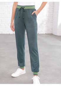 Schlupfhose, Damen, Gr. 46, Normalgr&ouml;&szlig;en, blau (petrol, meliert), 65% Polyester, 35% Baumwolle, meliert, Hosen Schlupfhose