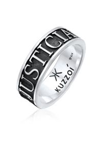 Silberring Kuzzoi "Ring Herren Bandring Schriftzug 925 Silber" Gr. 64, grau, Fingerringe, Damen, 64, Silber 925 (Sterlingsilber), Silberring