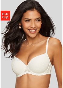 Schalen-BH Lascana "Luciana", Damen, Gr. 95, Cup D, beige (creme), Spitze, Obermaterial: 89% Polyamid, 11% Elasthan, BHs Schalen-BH, aus zarter Spitze, Dessous