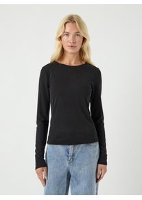Langarmshirt Y.A.S "YASPALOMA LS TOP NOOS", Damen, Gr. XL, schwarz, Jersey, Obermaterial: 67% Viskose, 30% Polyester, 3% Elasthan, unifarben, slim fit normal, Rundhals, Shirts Langarmshirt