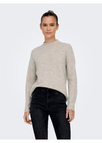 Strickpullover Only "ONLCAMILLA O-NECK L/S PULLOVER KNT", Damen, Gr. XL, beige (pumice stone detail:melange), Strick, Obermaterial: 74% Polyacryl, 24% Polyester, 2% Elasthan, meliert, unifarben, regular fit normal, Rundhals, Rippb&uuml;ndchen, Pullover Strickpullover, Materialmix, regular fit