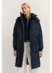 Steppmantel Bugatti "Regular Fit", Damen, Gr. 38, blau (390, marine), 100% Polyester, unifarben, regular fit, gerader Abschluss, M&auml;ntel Steppmantel, mit abtrennbarer Kapuze & Stehkragen