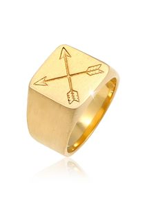 Siegelring Kuzzoi "Ring Herren Siegelring Matt Basic Pfeil 925er Silber" Gr. 64, gold, Fingerringe, Damen, 64, ohne Stein, Silber 925 (Sterlingsilber), 15mm, Siegelring