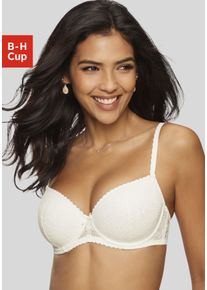 Schalen-BH Lascana "Luciana", Damen, Gr. 75, Cup D, beige (creme), Spitze, Obermaterial: 89% Polyamid, 11% Elasthan, BHs Schalen-BH, aus zarter Spitze, Dessous