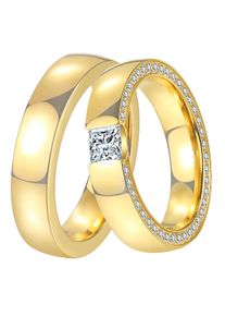 Trauring DOOSTI "Schmuck Geschenk Edelstahl Trauring Ehering Partnerring LIEBE" Gr. 62, gold (gelbgoldfarben), Fingerringe, Damen, 62, ohne Zirkonia, Edelstahl, 5mm, Trauring, wahlweise mit oder ohne Zirkonia