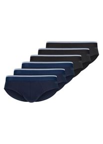 Slip Skiny "Slip Brasil-Slips Cotton Multipack 6P 6er Pack", Herren, Gr. L, bunt (blau, schwarz), Obermaterial: 95% Baumwolle CO. 5% Elasthan EL., Unterhosen Slip