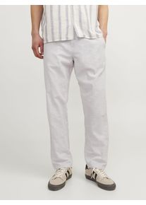 Jack & Jones Stoffhose JACK & JONES "JPSTKANE SUMMER JOGGER SN", Herren, Gr. M, N-Gr, crockery detail:melange, Web, Obermaterial: 74% Baumwolle, 26% Leinen, meliert, relaxed fit kn&ouml;chellang, Hosen Stoffhose, mit B&uuml;ndchen