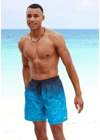 H.I.S. Badeshorts H.I.S, Herren, Gr. XL (54/56), N-Gr, blau (blau bedruckt), Microfaser, Recycling-Polyester, Farbverlauf, bedruckt, Badehosen Badeshorts, mit Farbverlauf, Topseller