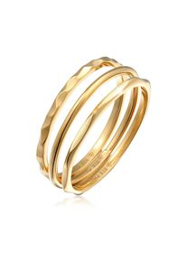Ring-Set Elli "Ring Stapelring Stacking Boho Set (3 tlg.) 925 Sterling Silber" Gr. 56, gold, Fingerringe, Damen, 56, ohne Stein, Silber 925 (Sterlingsilber), Ring-Set