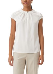 Satinbluse comma, Damen, Gr. 46, wei&szlig;, Satin, Obermaterial: 95% Polyester, 5% Elasthan, unifarben, regular fit normal, Rundhals, elastischer Bund, Blusen Satinbluse, mit Raffung am Hals, Topseller