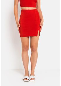 Minirock LSCN BY LASCANA, Damen, Gr. 40, rot, Single Jersey, Obermaterial: 95% Viskose, 5% Elasthan, unifarben, figurbetont kurz, R&ouml;cke Minirock, mit kleinem Schlitz